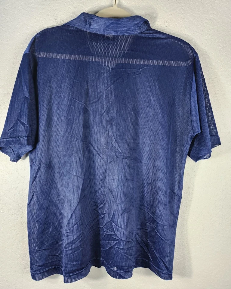 Mossimo Shirt Mens M Jersey Mesh Blue Snap Button Up Short Sleeve Y2K 100% Poly - Image 3 of 4