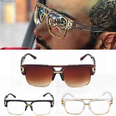 Men Sunglasses Eyewear Designer Black Metal Frame Clear Vintage Hip Hop Fashion