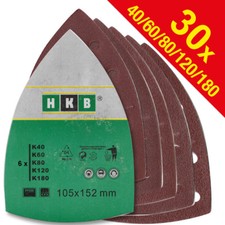 30 X Schleifblätter Klett-105x152mm, je 6 x K40-60-80-120-180, Korund, 81696