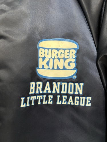 Burger King Satin Jacket Vintage Snap Varsity Blue Baseball Brandon Williamsport - Picture 4 of 12