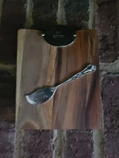 Mini Cutting Board Wood Say Cheese Let's Spread Knife 7.5 x 6-inches Mud Pie-use