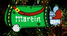 GOLF Christmas ORNAMENT Personalize U CHOOSE NAME YEAR Bag Clubs Sports Gift