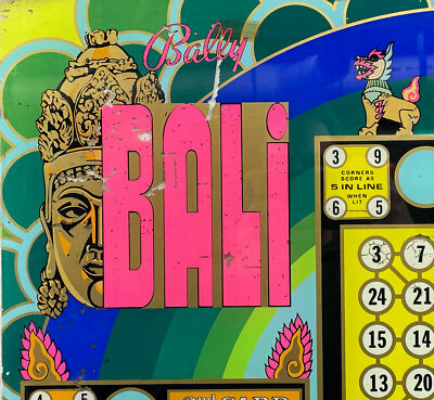 Bally Bali Bingo Pinball Machine Game Backglass