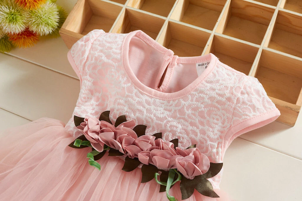 VETEMENTS Vestito vestito neonato bimba bimba fiori tulle increspato festa principessa vestiti