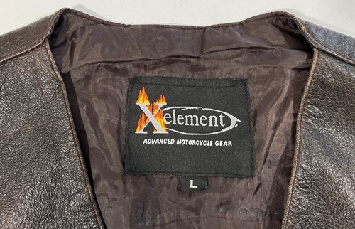 Men's Xelement Motorcycle Biker Leather Vest Embossed USA Eagle Side Laces Sz L - Picture 10 of 13