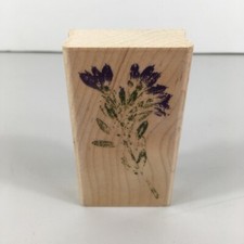 Inkadinkado Rubber Stamp Purple Sprig 92111-N Wood-Mounted Floral Flower 3" 1.75