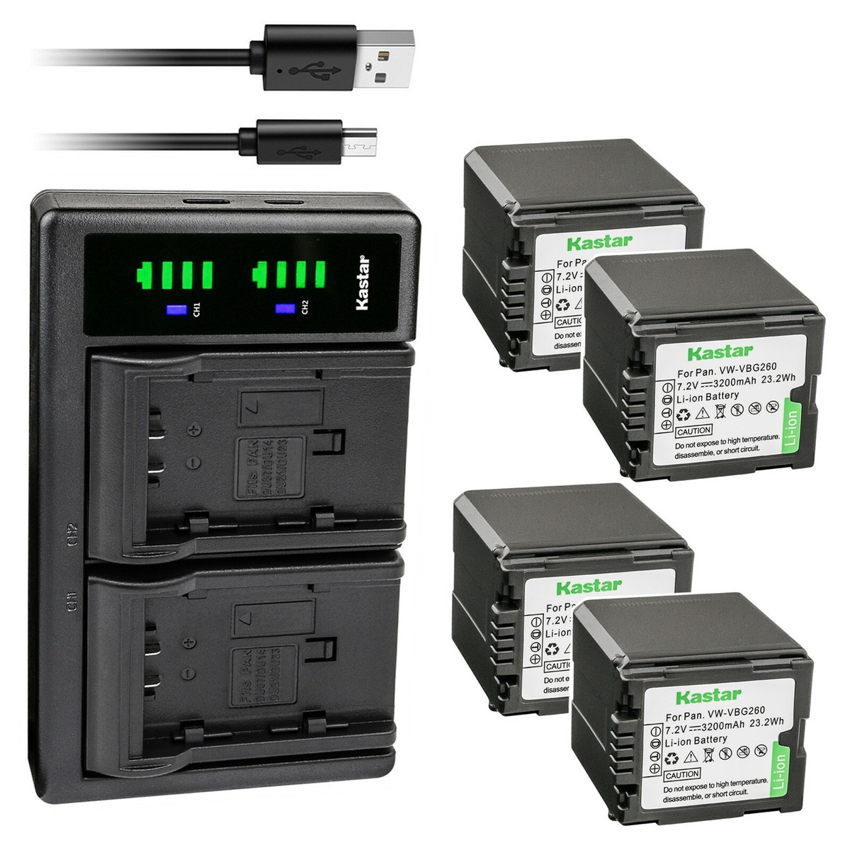Kastar Battery LTD2 Charger for Panasonic VBG260 HDC-TM750 HDC