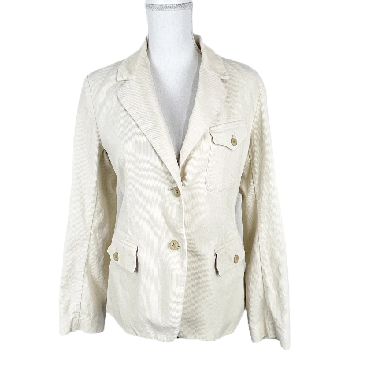 Uniqlo x Ines de la Fressange Blazer Women Small Cream Corduroy Button Up Jacket