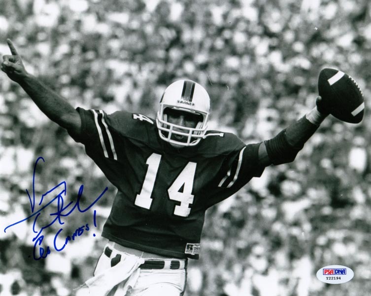 VINNY TESTAVERDE SIGNED AUTOGRAPHED 8x10 PHOTO UNIVERSITY OF MIAMI PSA/DNA 