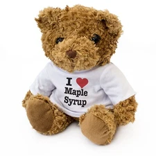 NEW - I LOVE MAPLE SYRUP - Teddy Bear - Cute Cuddly Soft Adorable - Gift Present