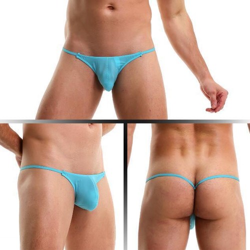 Men U Convex Pouch Sexy Bikini Low Rise Ice Silk Briefs G-string Thong Underwear - Afbeelding 25 van 32