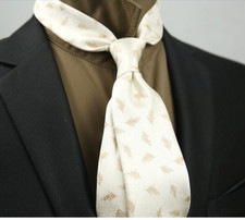 New Classic Polka Dot Brown Beige JACQUARD WOVEN 100 Silk Men's Necktie Tie