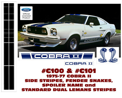 C100 & C101 1975 1976 1977 MUSTANG - COBRA II  SIDE & LEMANS STRIPES - STANDARD