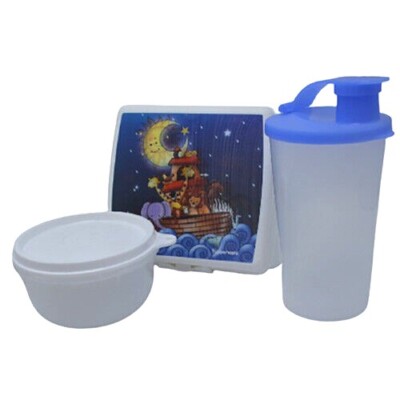 Tupperware Noah's Ark Lunch Set Sandwich Keeper Snack Cup Tumbler