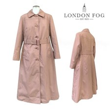 Vintage 80s LONDON FOG Womens 12P 12 PETITE Long Belted Trench Coat Liner MAUVE