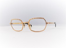 TRUE VINTAGE HASDAY AMERICANA SHINY GOLD EYEGLASS FRAMES w/ AMAZING DESIGN NOS