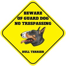 Crossing Sign Bull Terrier Beware of Guard Dog No Trespassing Cross Xing Metal