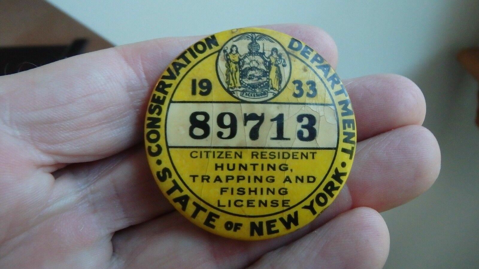 VINTAGE STATE OF NEW YORK RESIDENT HUNTING AND TRAPPING LICENSE 1933 BX D 6 eBay