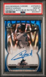 2023 Bowman Chrome 1st Marco Vargas Auto Blue Raywave /150 PSA 10 Gem Mint