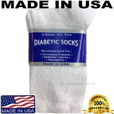 Creswell 3 Pairs Circulatory Health Diabetic Crew Socks White 9-11 Made In USA