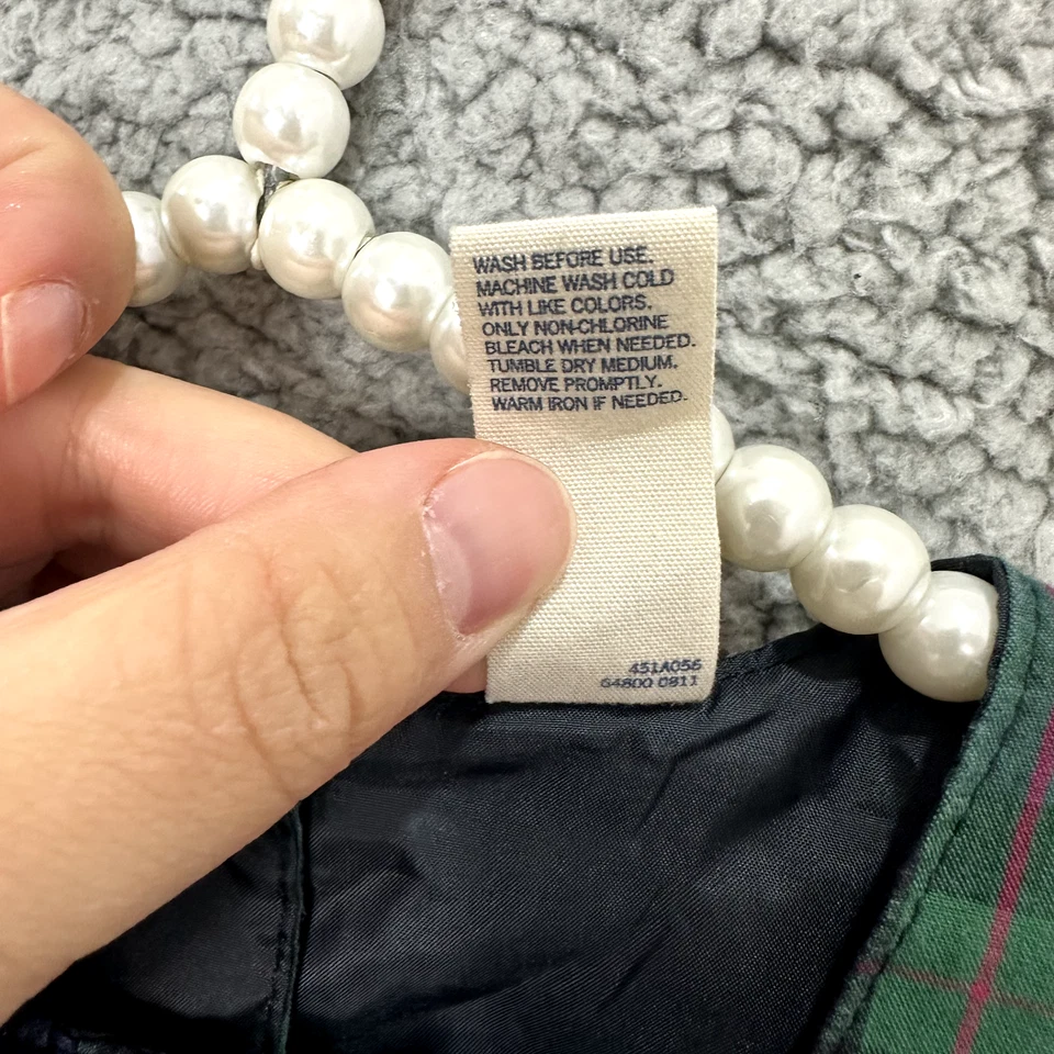 Vestido De Colección OshKosh B’gosh 4T a Cuadros Verde Azul Marino Tartán Vacaciones Preppy Cottagecore Foto 3 de 4