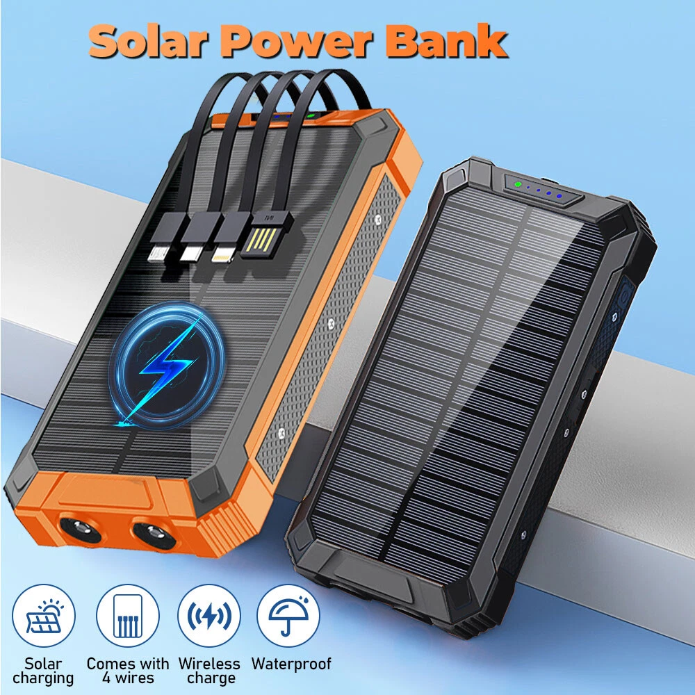 36000mAh Power Bank with Wireless Charging and 4 Cables for Phones