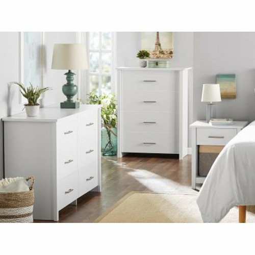 MAINSTAYS HILLSIDE NIGHTSTAND W/ DRAWER, WHITE FINISH *DISTRESSED PKG