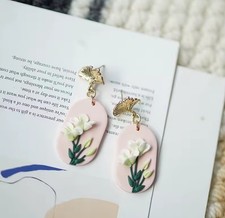 Polymar Clay Earrings-vintage Flower Handmade Set Of Earrings/gift For Her New