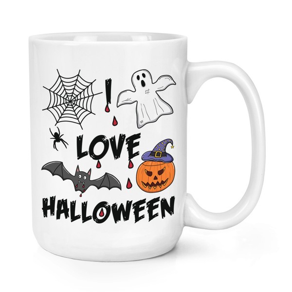 I Love Halloween 426Ml Groß Becher Tasse Gruselig Geist KüRbis Scherz Lustig-image