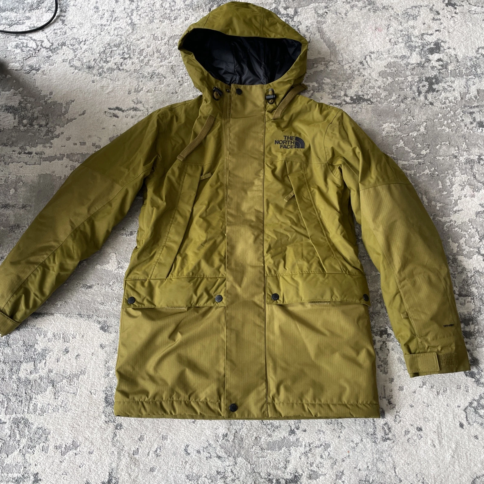 the north face Warm men's Long Jacket Dryvent Green Color Nice Size M