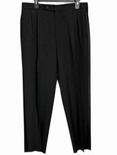 Jos A Bank Tuxedo Pants Mens 36 Black Pleated Wool Formal Trousers Event Gala