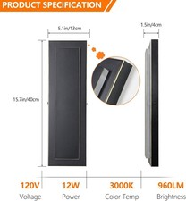 2 Pack LED Outdoor Wall Lights, 15.7'' Modern Outdoor Indoor Wall Sconce Large