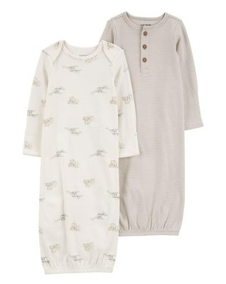 2-Pack Sleeper Gowns (Ivory/Grey, Newborn)