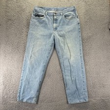 Vintage Lee Jeans Men's 38x30 Blue Cotton Denim Straight Relaxed Workwear Travel