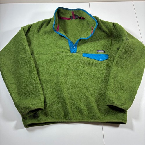 Vintage 90s Patagonia Micro Synchilla Snap-T Pullover Medium Green Fleece 25530