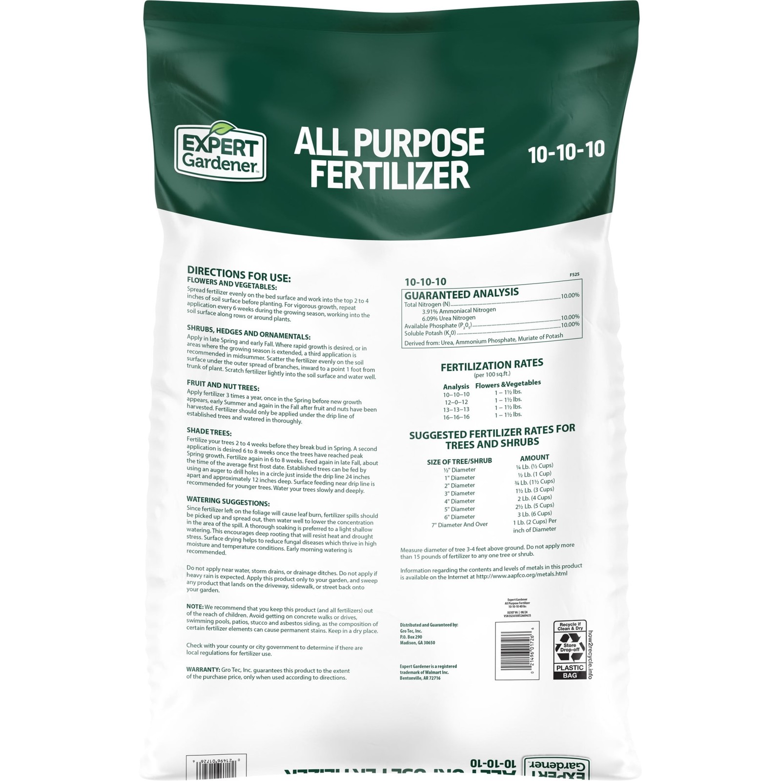 Expert Gardener All Purpose Plant Fertilizer, 10-10-10 Fertilizer, 40 lb.