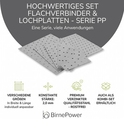 BirnePower Flachverbinder PP Serie   Lochplatte verzinkt