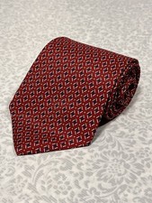 Lauren Ralph Lauren Red Geometric Silk Tie Made In USA Classic