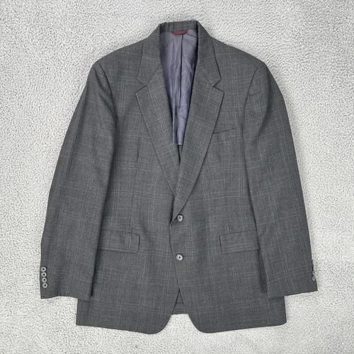 Hart Schaffner Marx Blazer Men 44L Grey Glen Plaid 2 Button Sports Coat USA Made - Picture 2 of 22