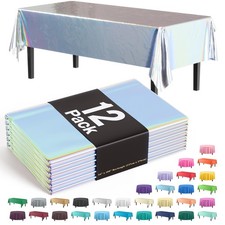 Party Solids 12-Pack Premium Plastic Tablecloth 54"x108" Rectangular Iridescent