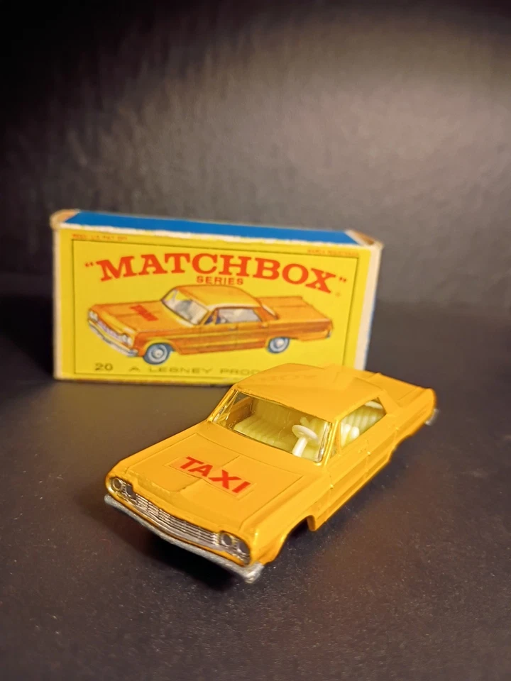 Matchbox #20C Chevrolet Impala Taxi Cab 1965 muy nuevo/como nuevo en caja original E4 Foto 3 de 4