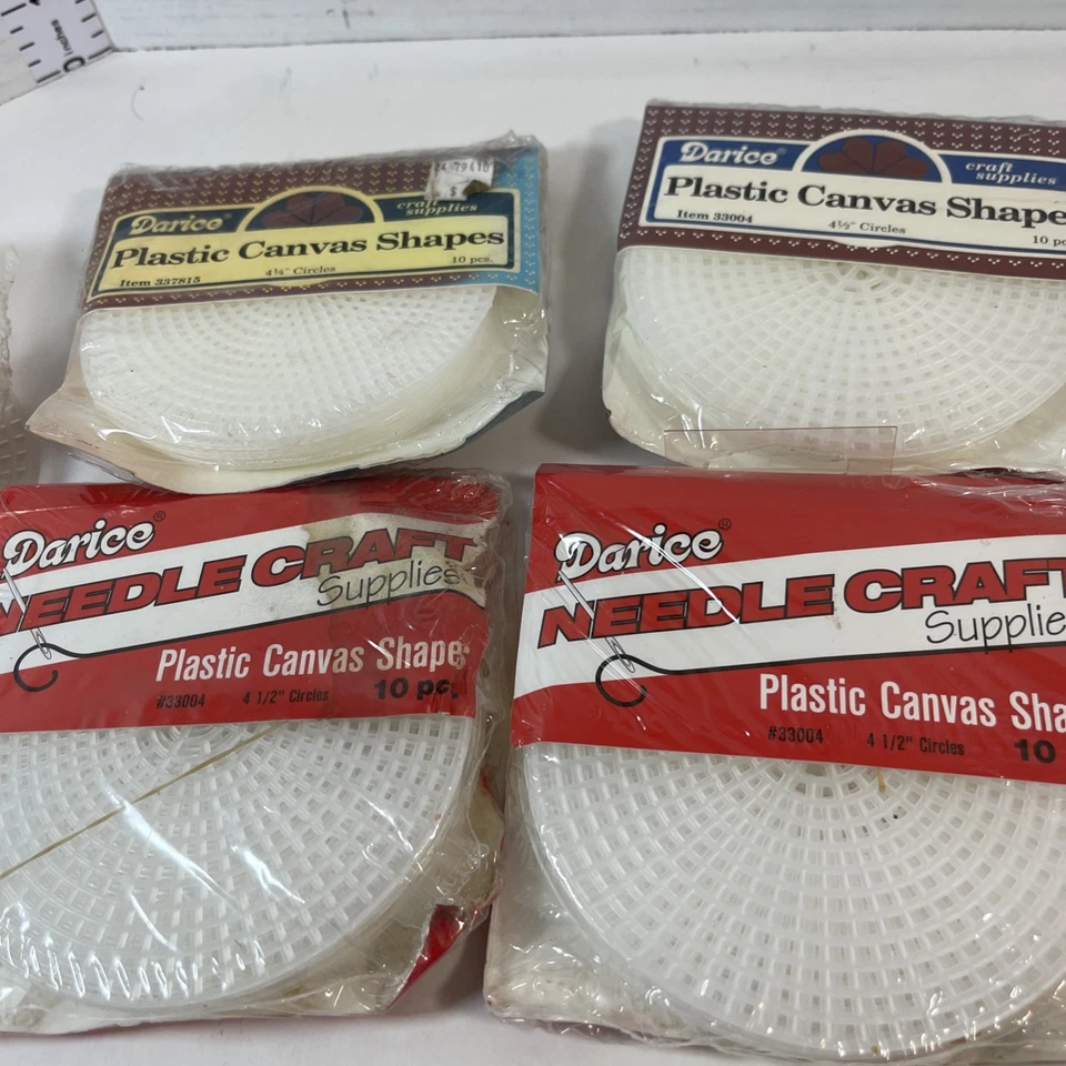 Darice PLASTIC CANVAS SHAPES Lot of 7 Full Packs Circle-Square Needlepoint 4 1/4 - Image 2 of 4