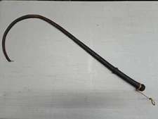 Antique Leather Stitched Braided Bull Whip. Missing End. Unbranded