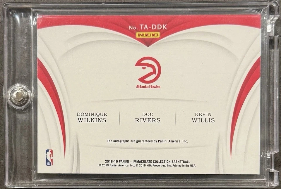 2018 Immaculate Dominique Wilkins Doc Rivers Kevin Willis Triple Auto /25 Hawks - Image 2 of 2