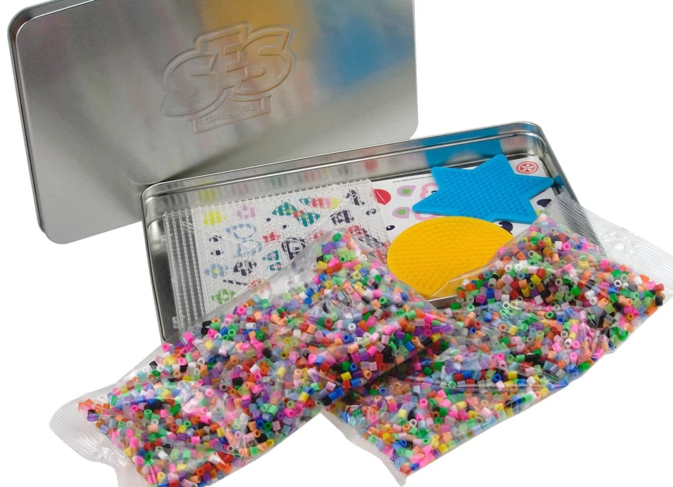 SES Bügelperlen Premium Sortiment Perlen Glitter nachtleuchtend Steckplatten Set - Bild 2 von 4