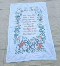 Handmade Baby Quilt Embroidered Prayer Angels Puppies Flowers Now I Lay 37"x58"