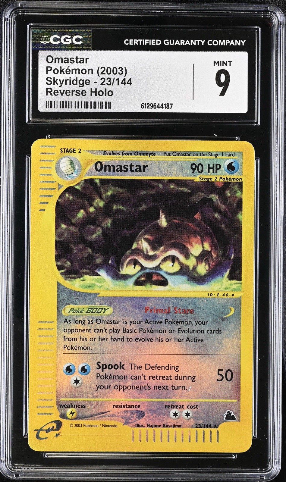 CGC 9 MINT Omastar 23/144 Skyridge REVERSE HOLO Vintage WOTC 2003 Pokémon Card