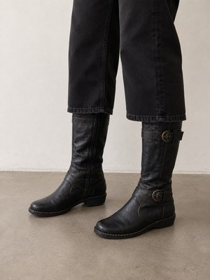 B.O.C Born Concept Austin Riding Boots Sz 8 Black Leather Knee High Boho Academy
