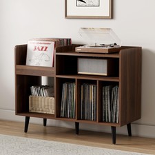 Vinyl Record Player Stand Turntable Storage Cabinet Open Shelf Living Room Brown