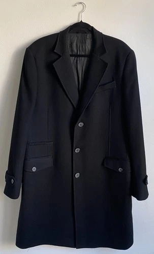 Authentic Luxury JUST CAVALLI Black Wool Coat Size 54